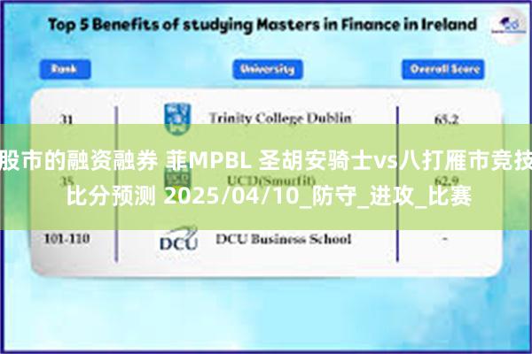 股市的融资融券 菲MPBL 圣胡安骑士vs八打雁市竞技 比分预测 2025/04/10_防守_进攻_比赛