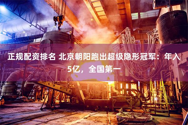 正规配资排名 北京朝阳跑出超级隐形冠军：年入5亿，全国第一