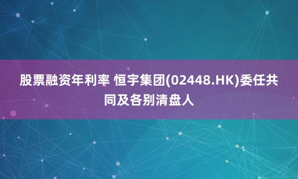 股票融资年利率 恒宇集团(02448.HK)委任共同及各别清盘人